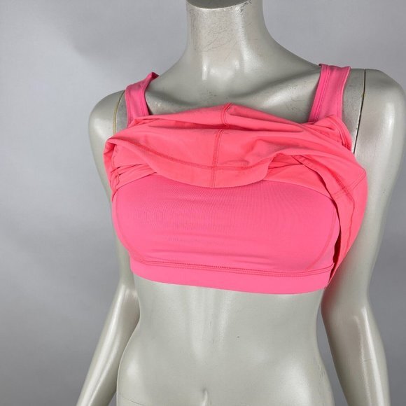Lululemon Run For Your Money Tank Top‎ Women 6 Built in Bra Pocket Coral Neon - Picture 10 of 11